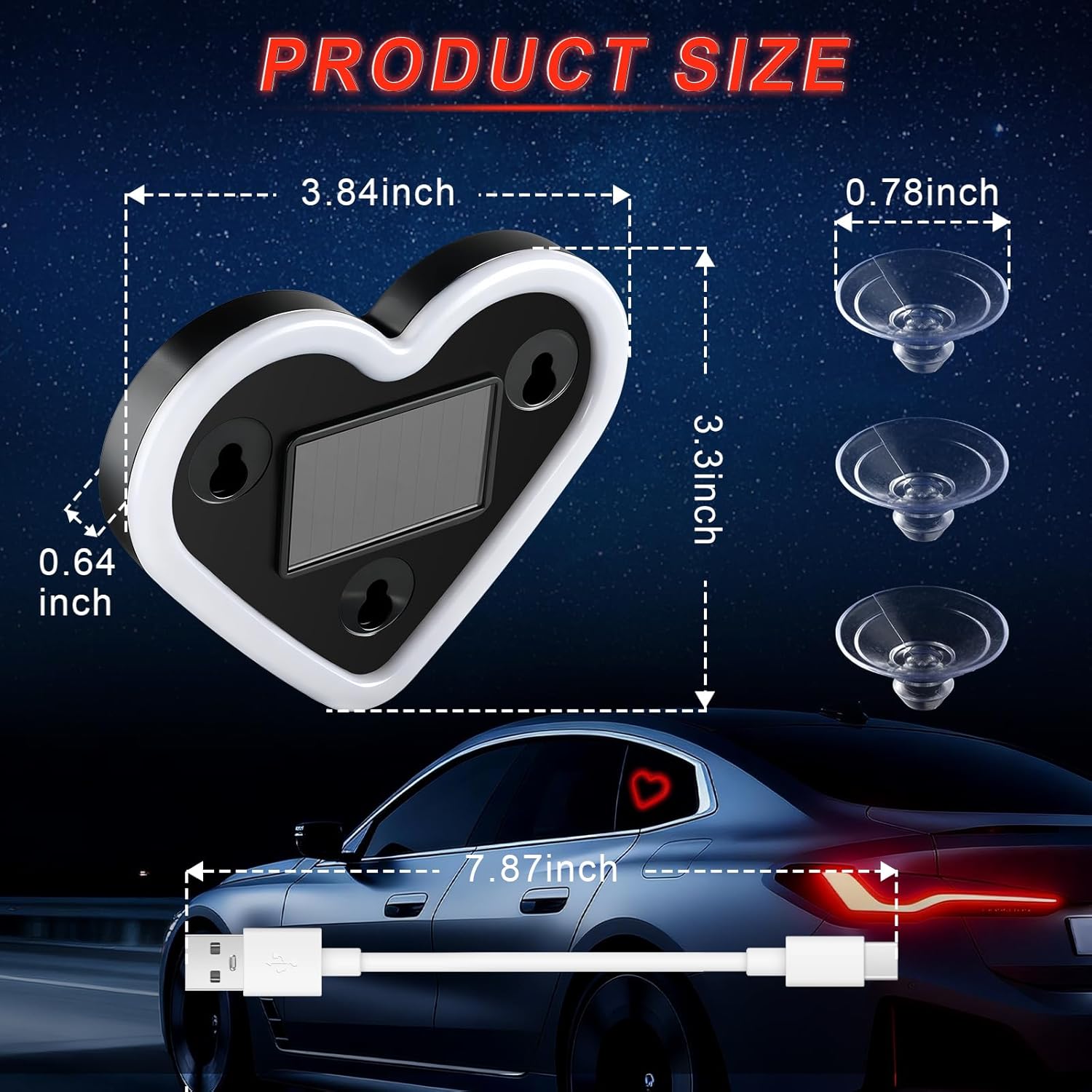 Heart Shaped Car LED Light